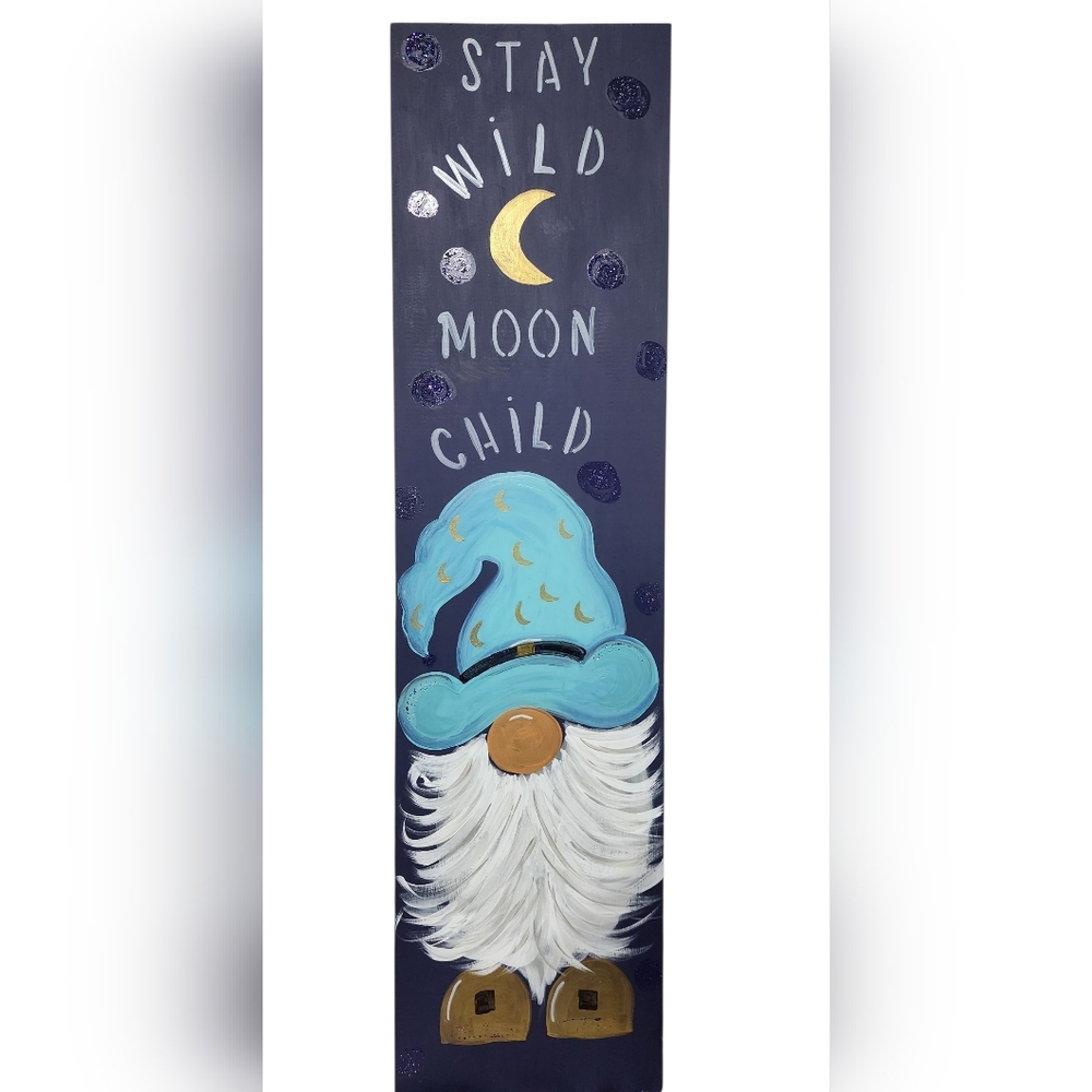 Hand-Painted Gnome Art - Moon Child